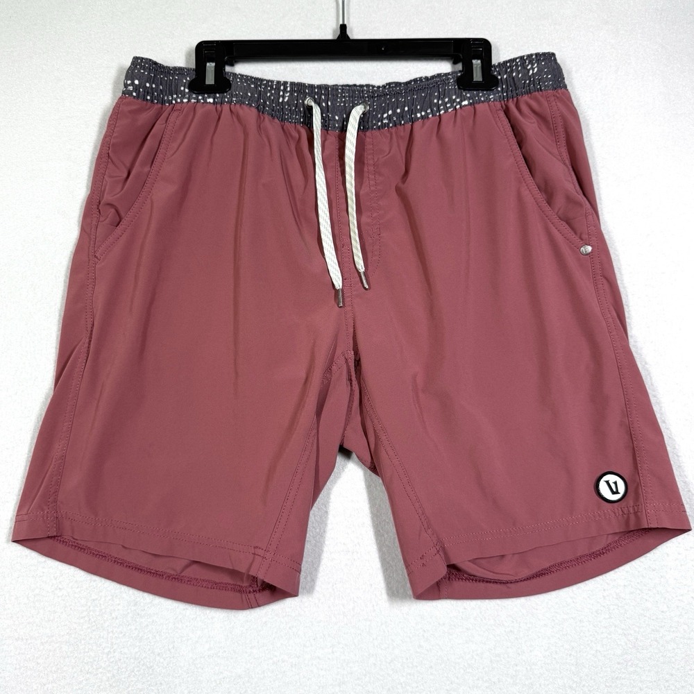 Vuori Kore Shorts Men XL Lined 9" Inseam Athletic Performance Gym Short Red Pink